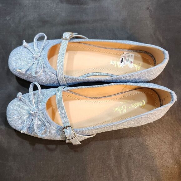 BRAND NEW CHASE & CHLOÉ FERGIE-1 DENIN BALLERINA BOWNOT SLIP-ON FLAT G1 - Picture 12 of 15